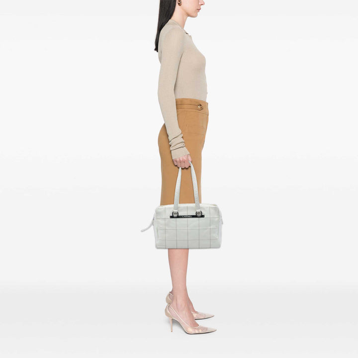 Chocolate Bar LAX Bowler Sac Cuir caviar Blanc