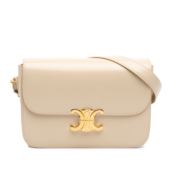 Classique brillant Triomphe Sac Cuir de veau Beige