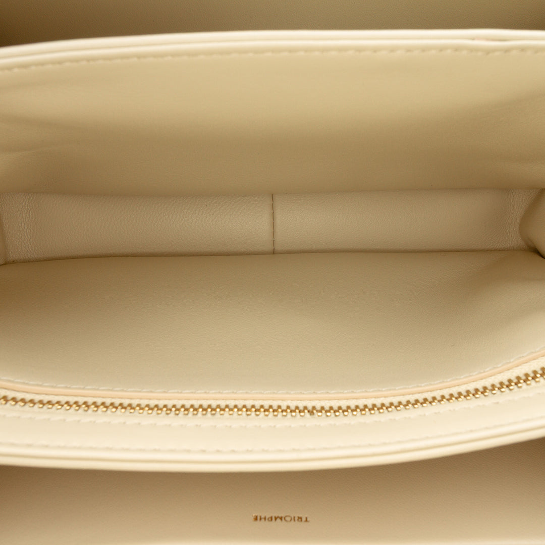 Classique brillant Triomphe Sac Cuir de veau Beige