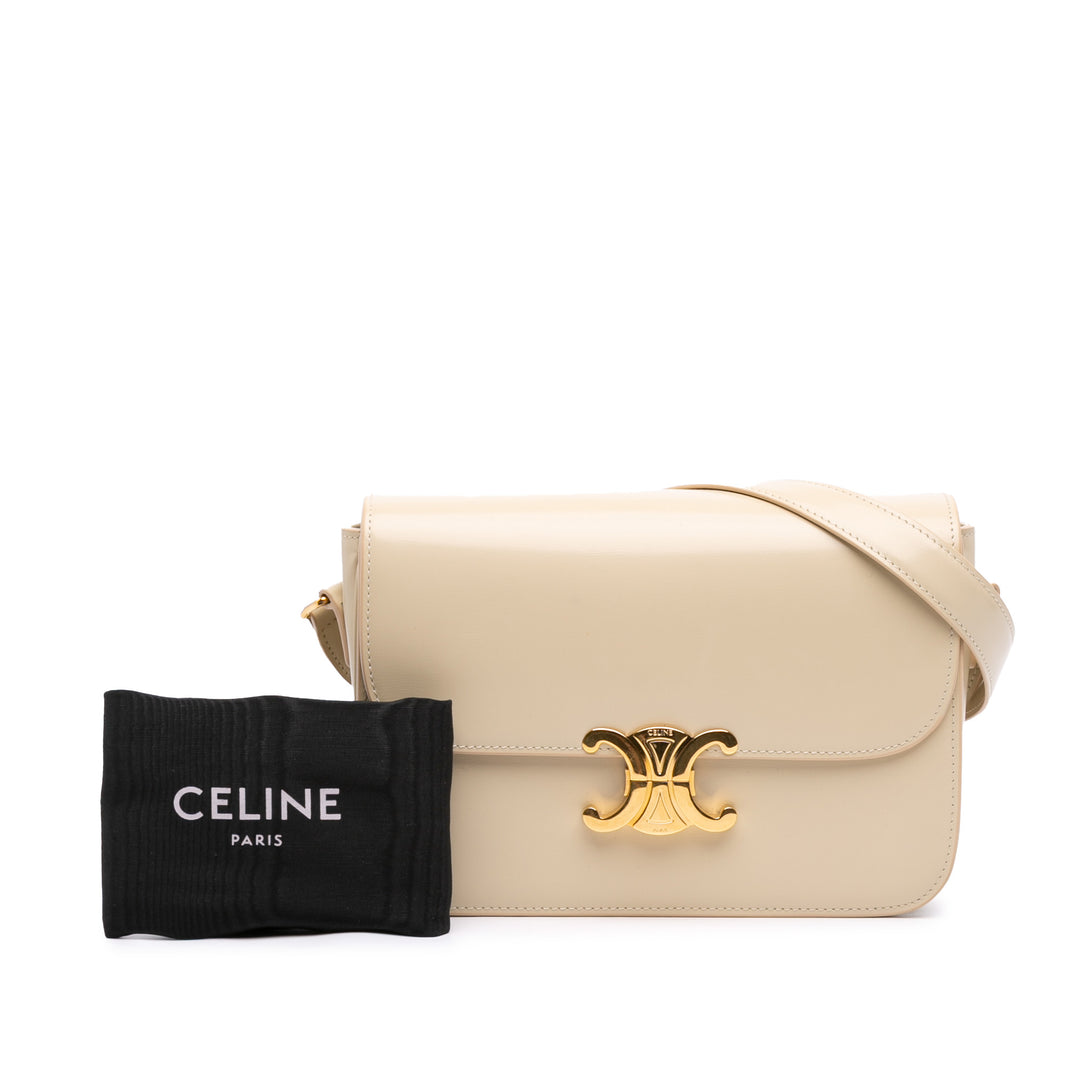Classique brillant Triomphe Sac Cuir de veau Beige