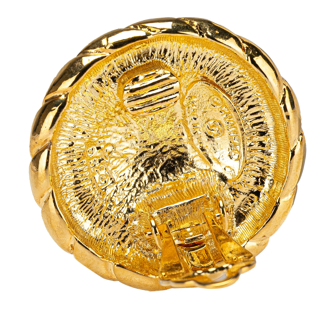 Chanel plaqué CC Button Clip on Boucles d'oreilles