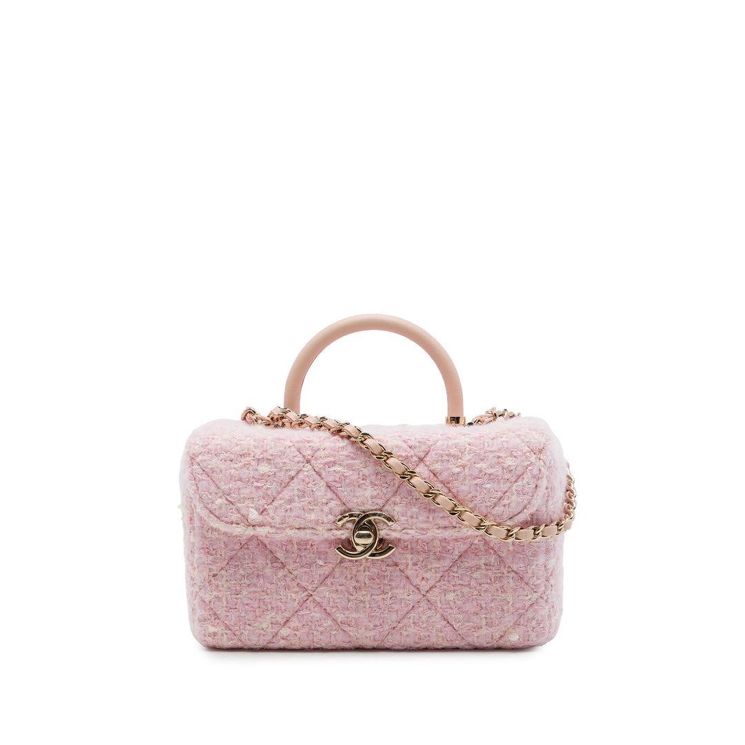 Chanel Vanity CC Matelassé Tweed Rose – vue principale – GABY PARIS