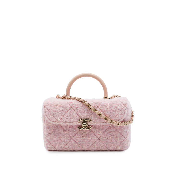 Chanel Vanity CC Matelassé Tweed Rose – vue principale – GABY PARIS