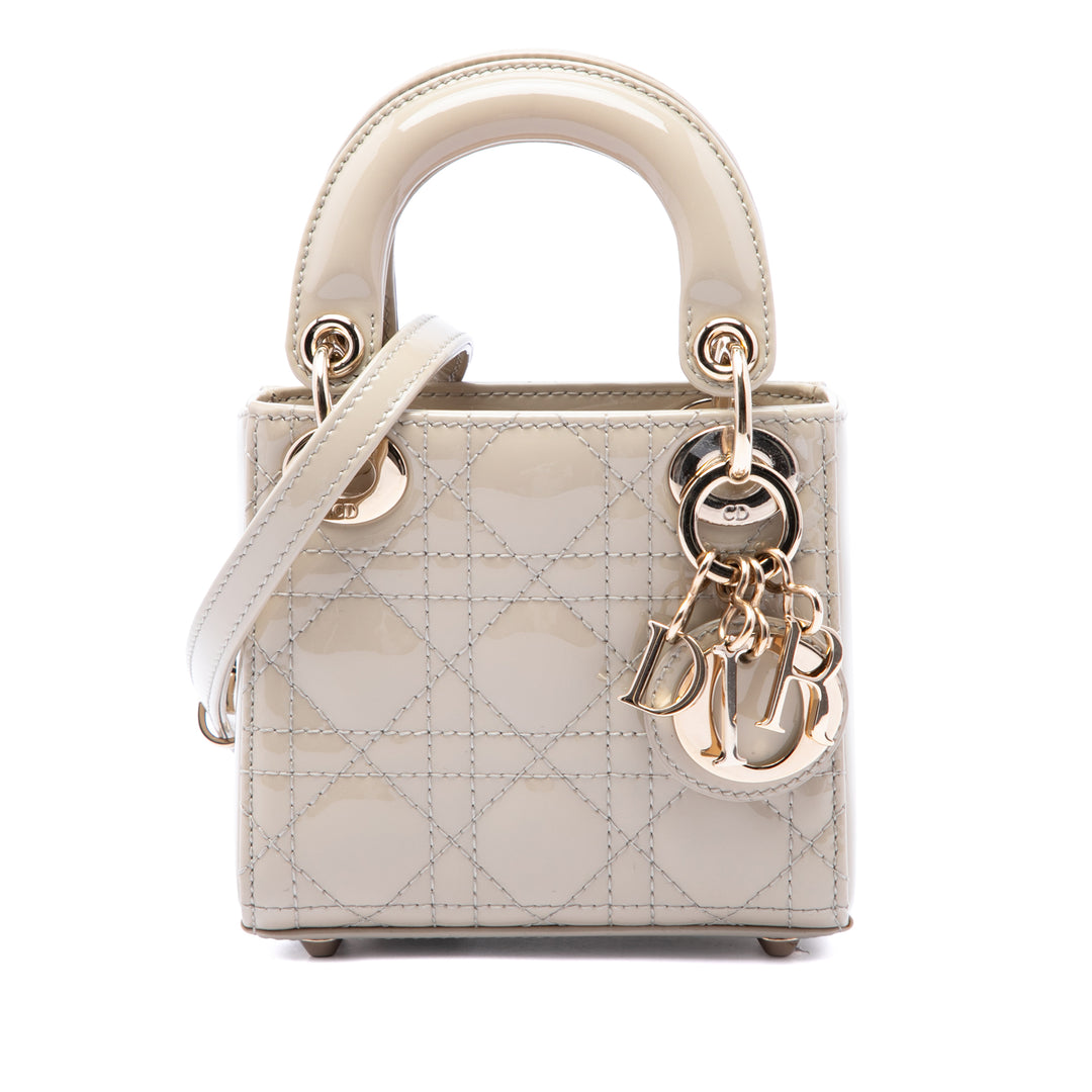 Dior Lady Dior Cannage Micro Beige – vue principale – GABY PARIS