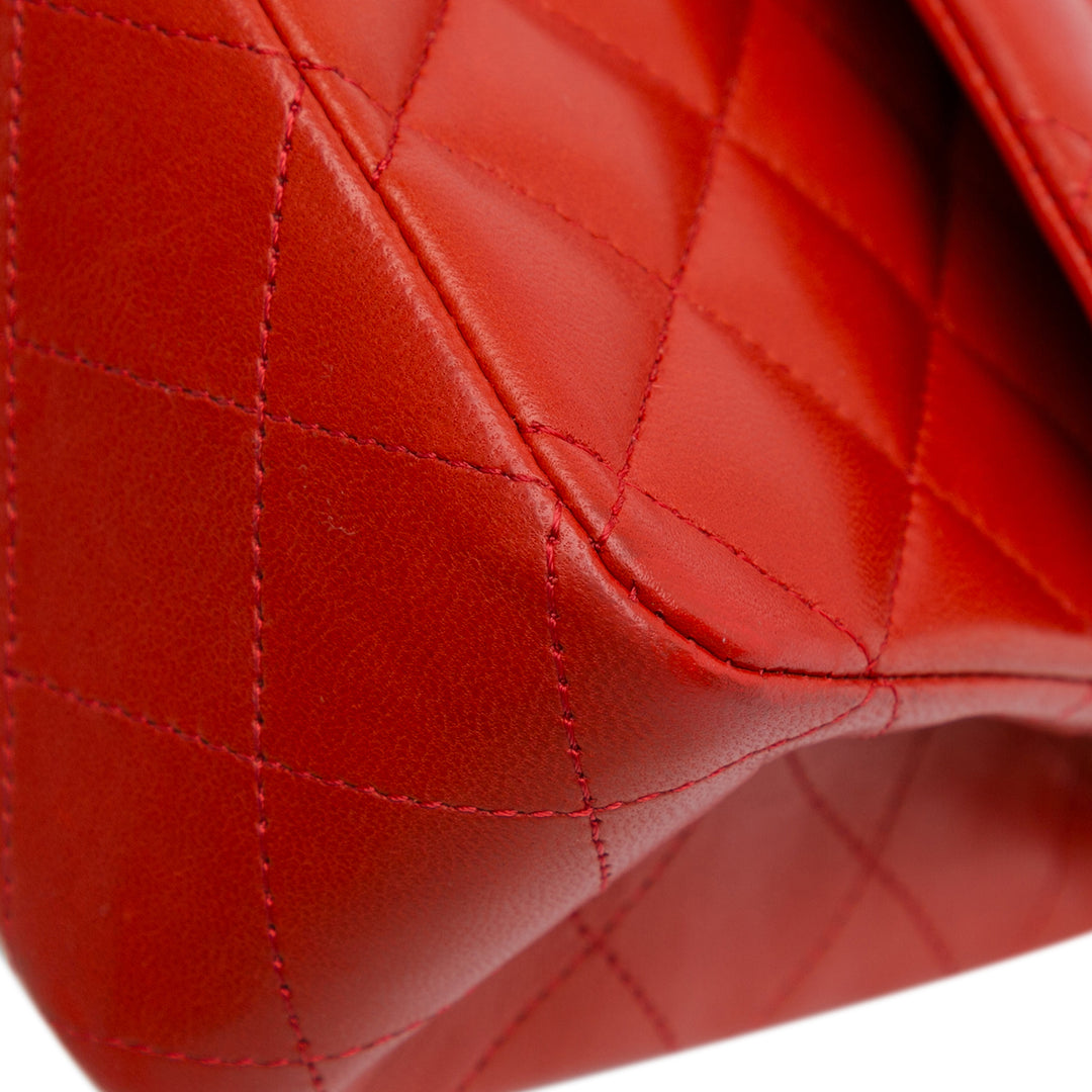 Medium Classic Lambskin Double Flap Red - Gaby Paris