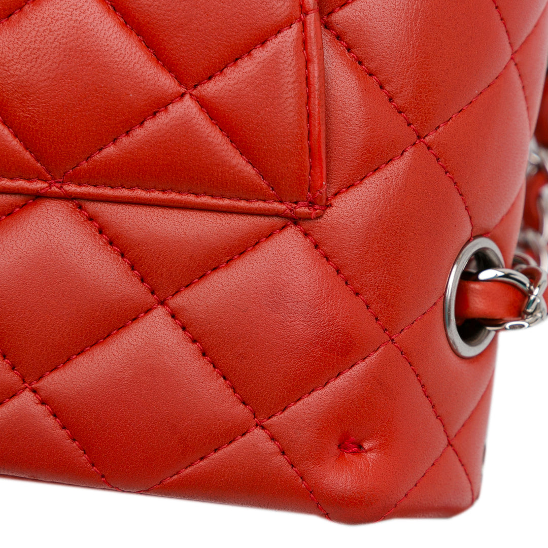 Medium Classic Lambskin Double Flap Red - Gaby Paris