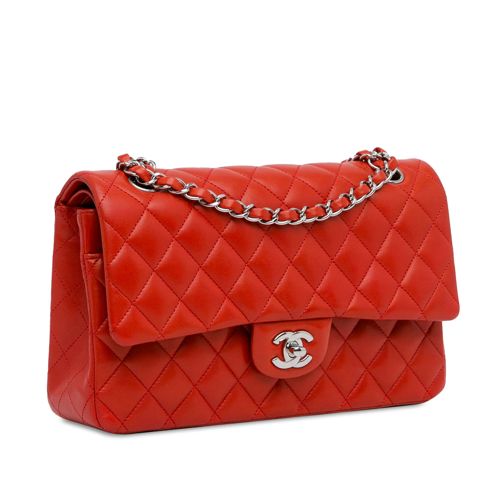 Medium Classic Lambskin Double Flap Red - Gaby Paris