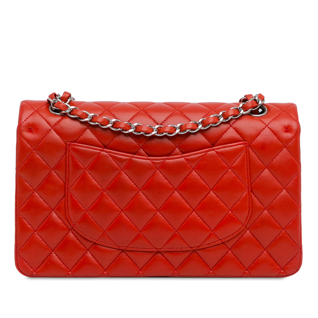 Medium Classic Lambskin Double Flap Red - Gaby Paris