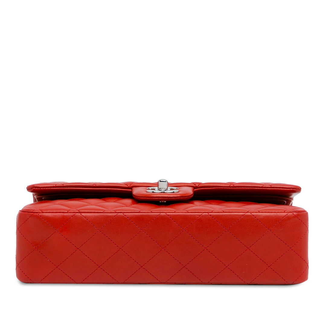 Medium Classic Lambskin Double Flap Red - Gaby Paris