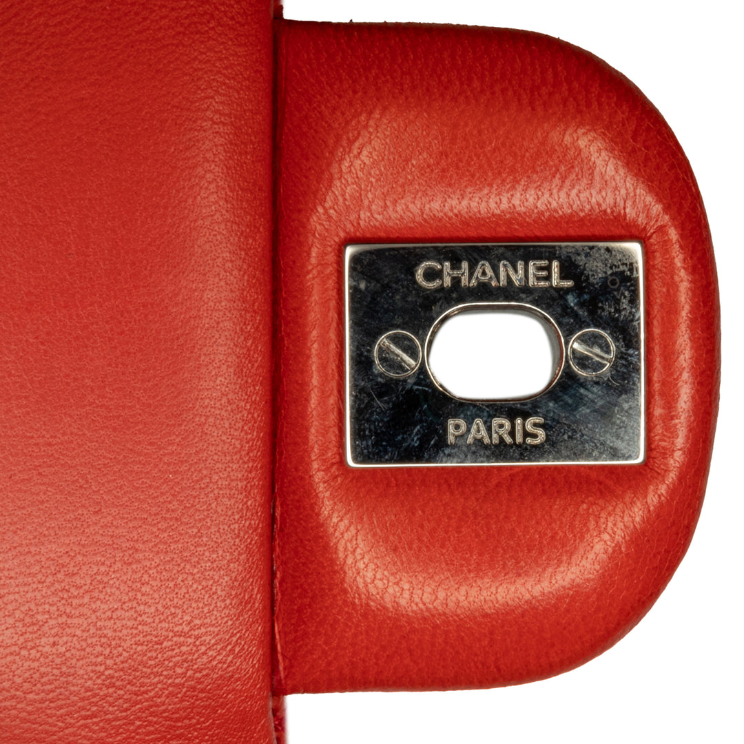 Medium Classic Lambskin Double Flap Red - Gaby Paris