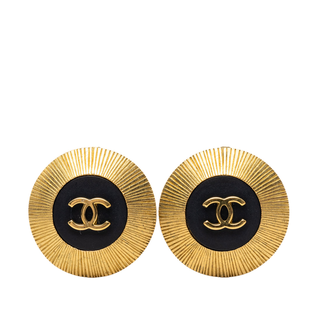 Chanel CC plaqué Émail Clip On Boucles d’oreilles