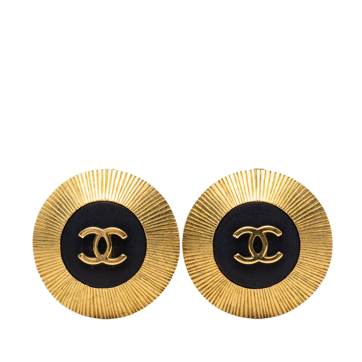 Chanel CC plaqué Émail Clip On Boucles d’oreilles