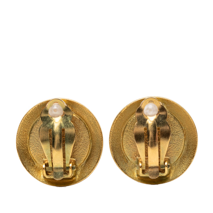Chanel CC plaqué Émail Clip On Boucles d’oreilles