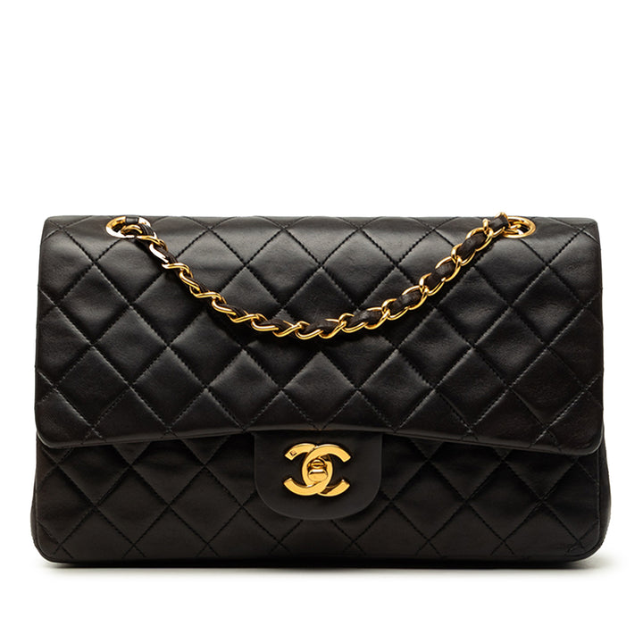 Classic Double rabat Moyen Cuir d'agneau Noir
