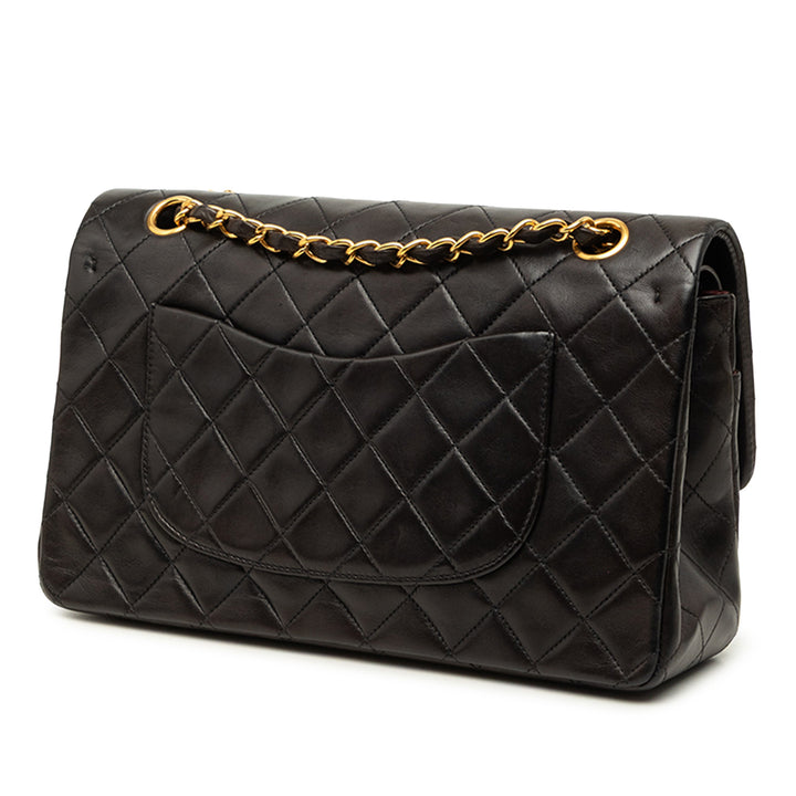 Classic Double rabat Moyen Cuir d'agneau Noir