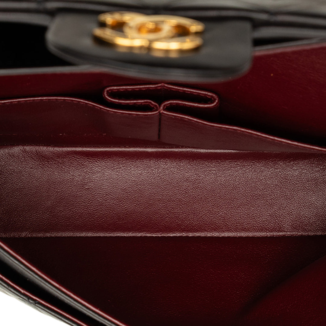 Classic Double rabat Moyen Cuir d'agneau Noir
