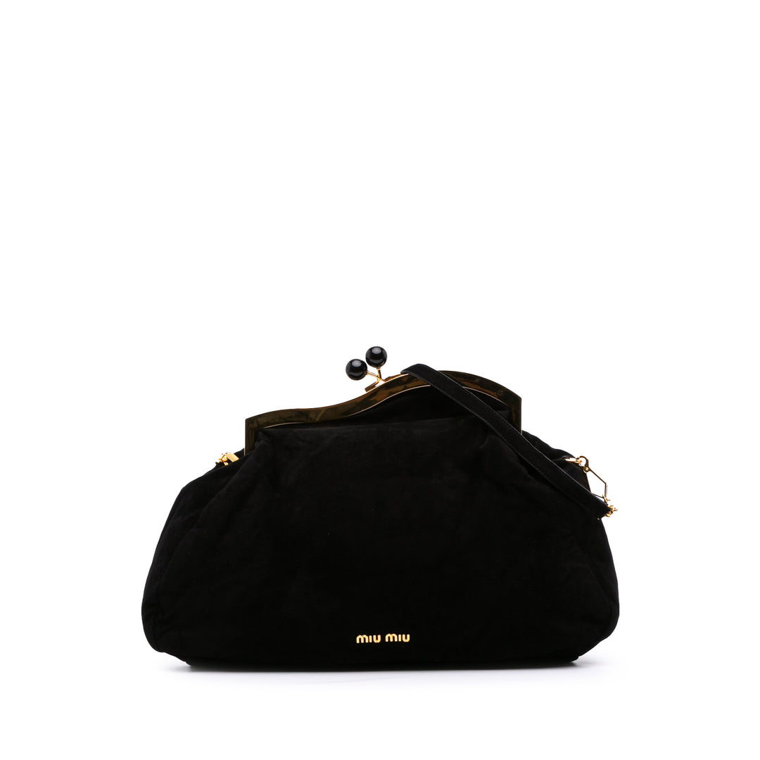 Suede Evening Bag Black - Gaby Paris