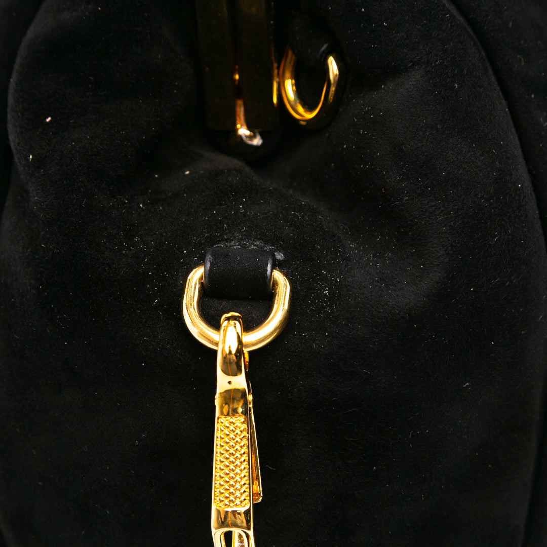 Suede Evening Bag Black - Gaby Paris