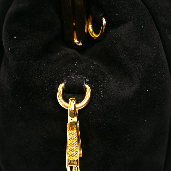 Suede Evening Bag Black - Gaby Paris