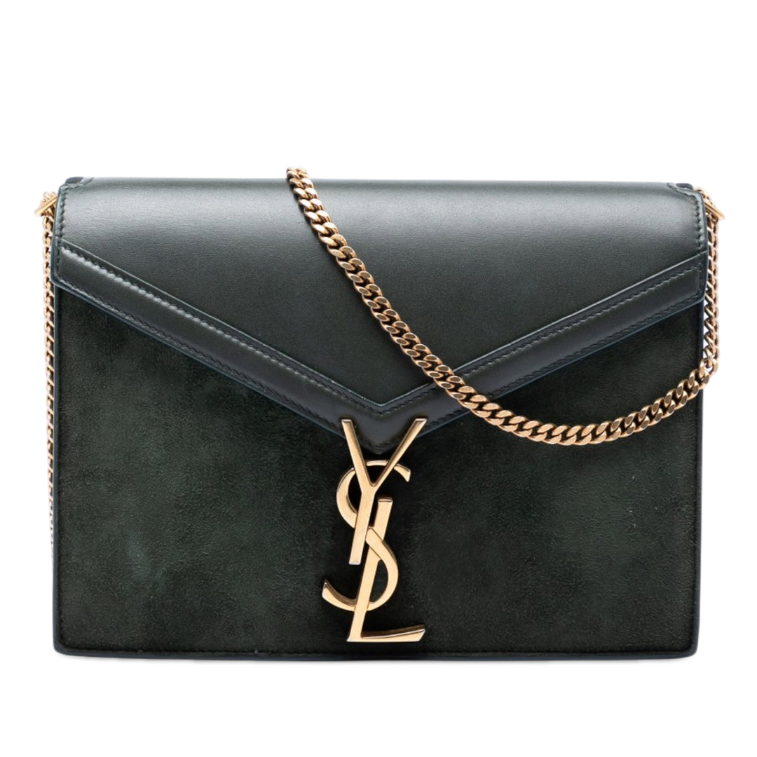 Saint Laurent Daim et Cuir de veau Monogram Cassandra Clasp Sac