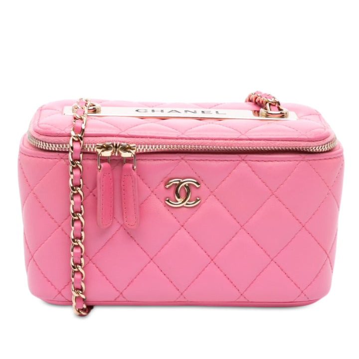 Matelassé Trendy CC Vanity avec chaîne Petit Cuir d'agneau Rose
