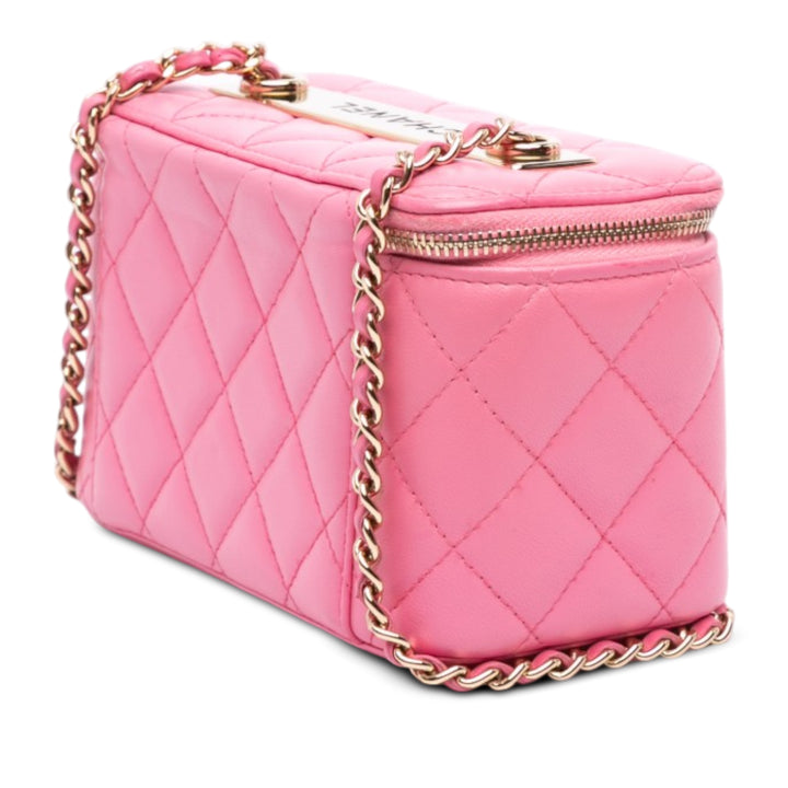 Matelassé Trendy CC Vanity avec chaîne Petit Cuir d'agneau Rose