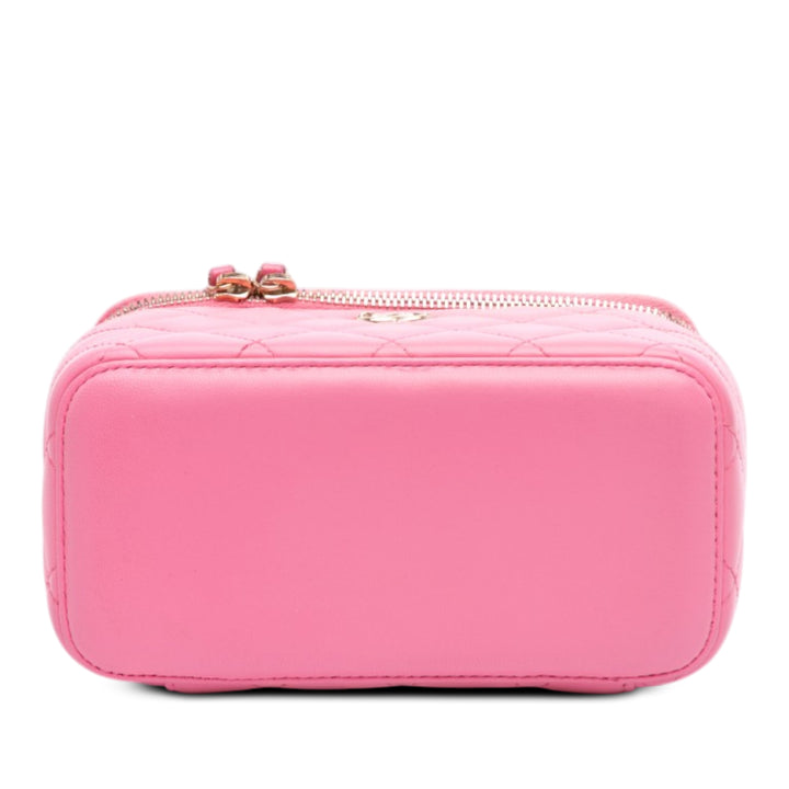 Matelassé Trendy CC Vanity avec chaîne Petit Cuir d'agneau Rose