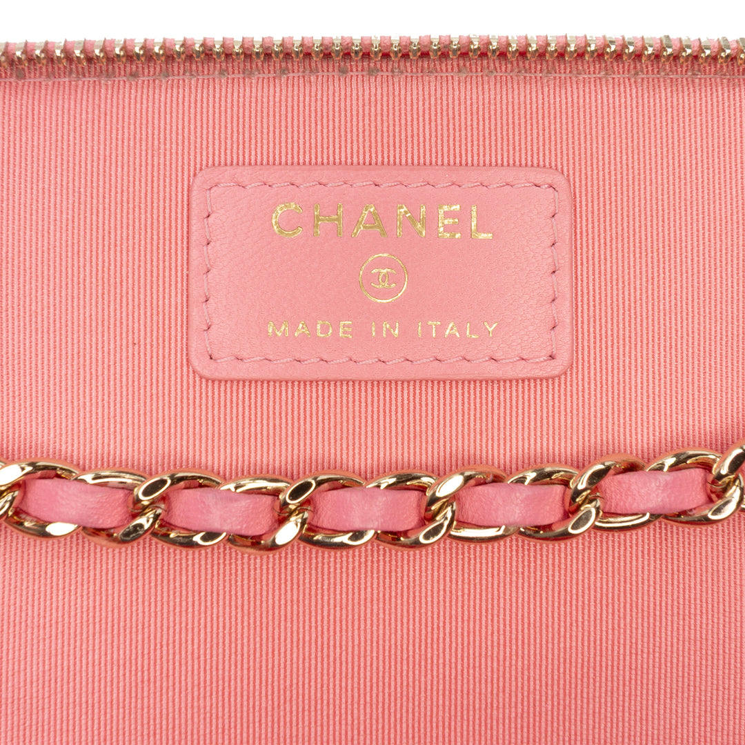 Matelassé Trendy CC Vanity avec chaîne Petit Cuir d'agneau Rose