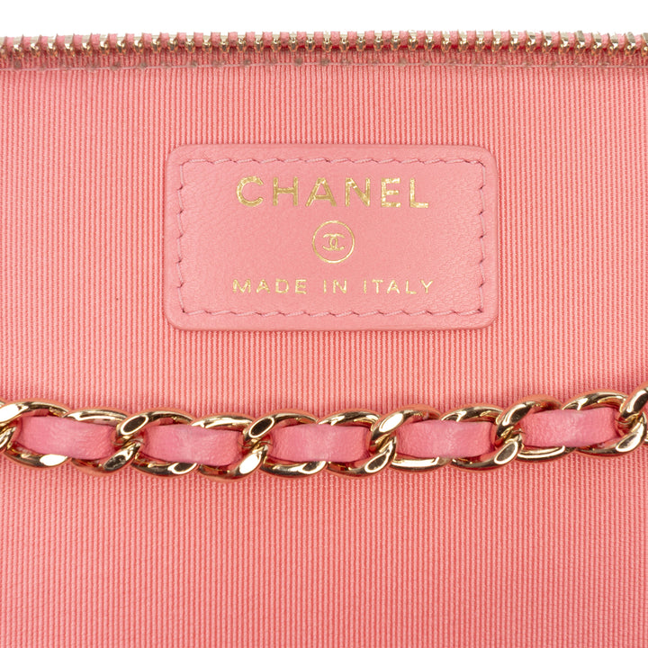 Matelassé Trendy CC Vanity avec chaîne Petit Cuir d'agneau Rose