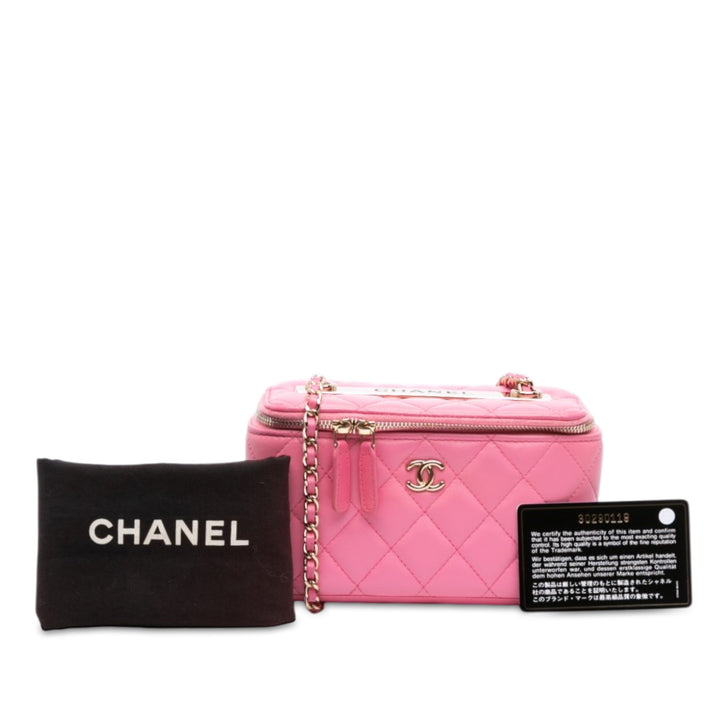 Matelassé Trendy CC Vanity avec chaîne Petit Cuir d'agneau Rose