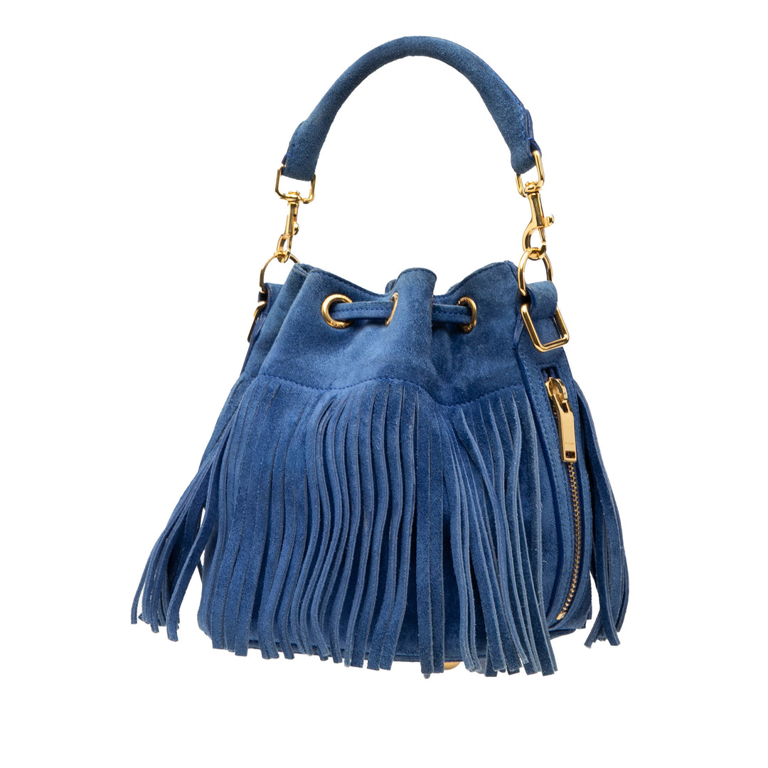 Saint Laurent Small Daim Emmanuelle Fringe Bucket Sac