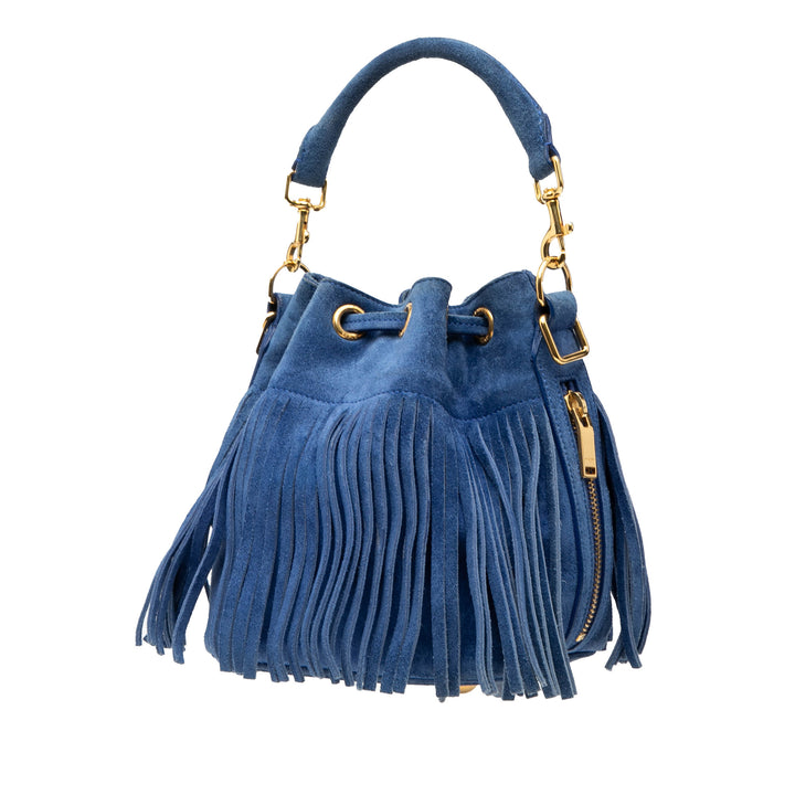 Saint Laurent Small Daim Emmanuelle Fringe Bucket Sac