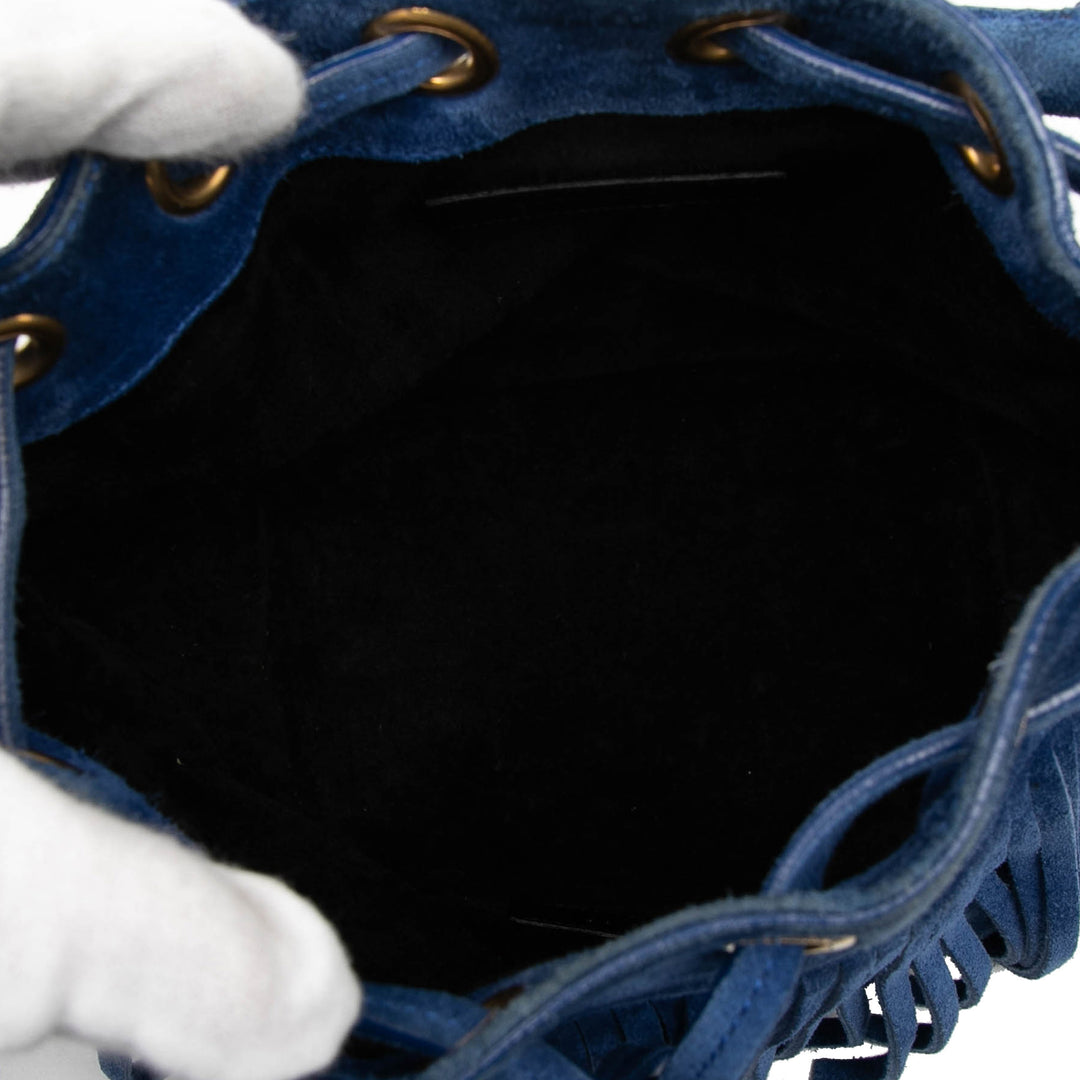 Saint Laurent Small Daim Emmanuelle Fringe Bucket Sac