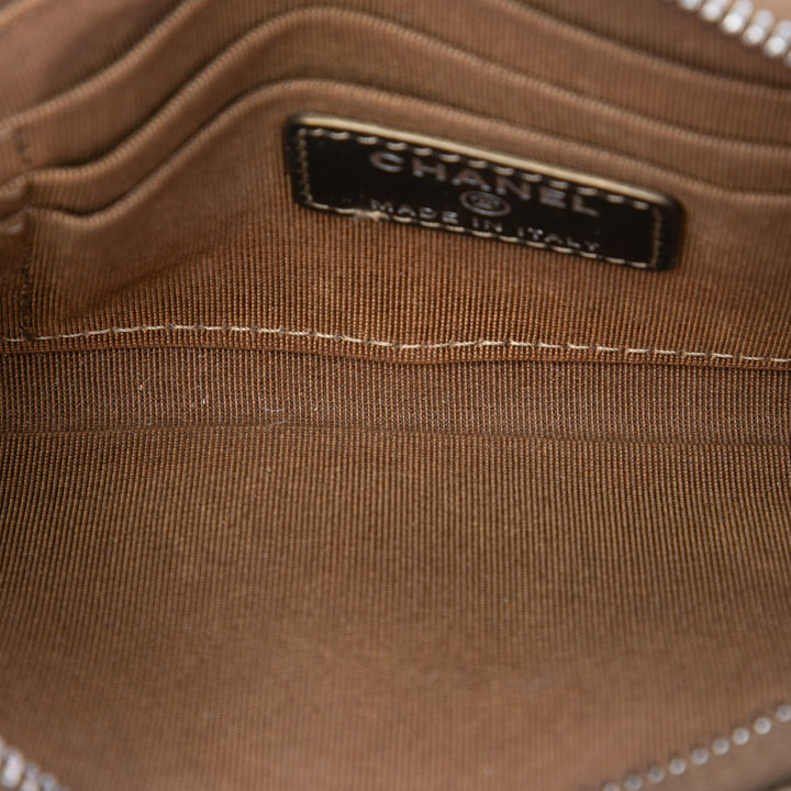Chanel Chevron Métallisé vieilli Gabrielle Zippé Pochette Cuir de veau