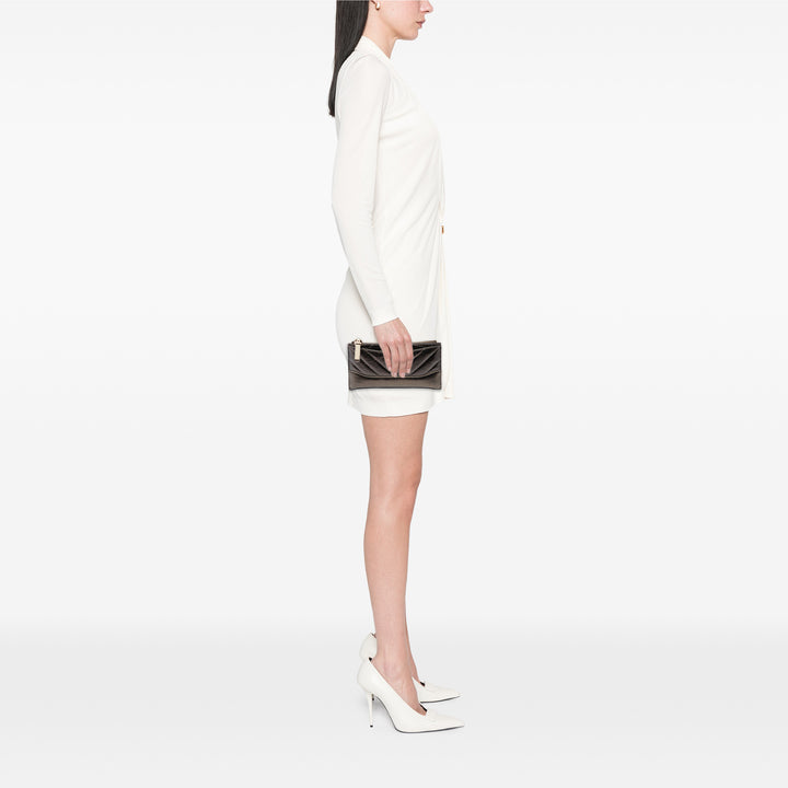 Chanel Chevron Métallisé vieilli Gabrielle Zippé Pochette Cuir de veau