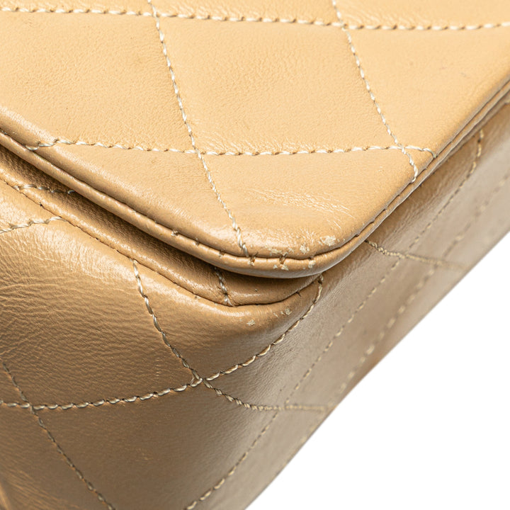 Mini Rectangular CC Quilted Lambskin Full Single Flap Brown - Gaby Paris