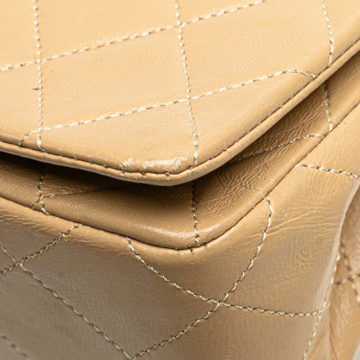 Mini Rectangular CC Quilted Lambskin Full Single Flap Brown - Gaby Paris