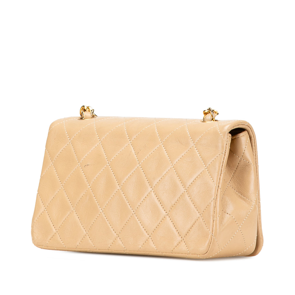 Mini Rectangular CC Quilted Lambskin Full Single Flap Brown - Gaby Paris