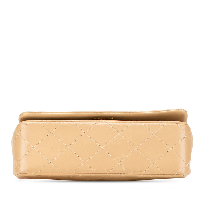 Mini Rectangular CC Quilted Lambskin Full Single Flap Brown - Gaby Paris
