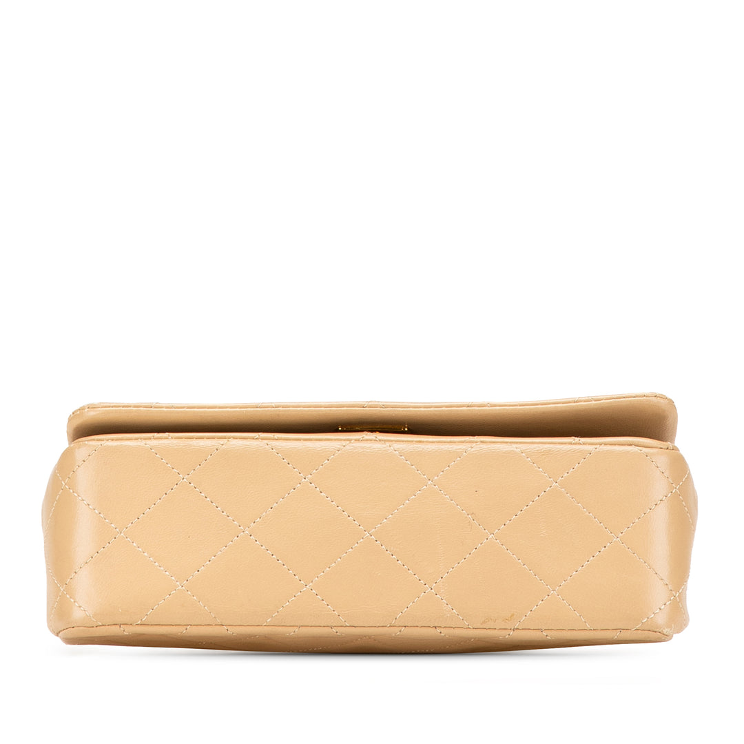 Mini Rectangular CC Quilted Lambskin Full Single Flap Brown - Gaby Paris