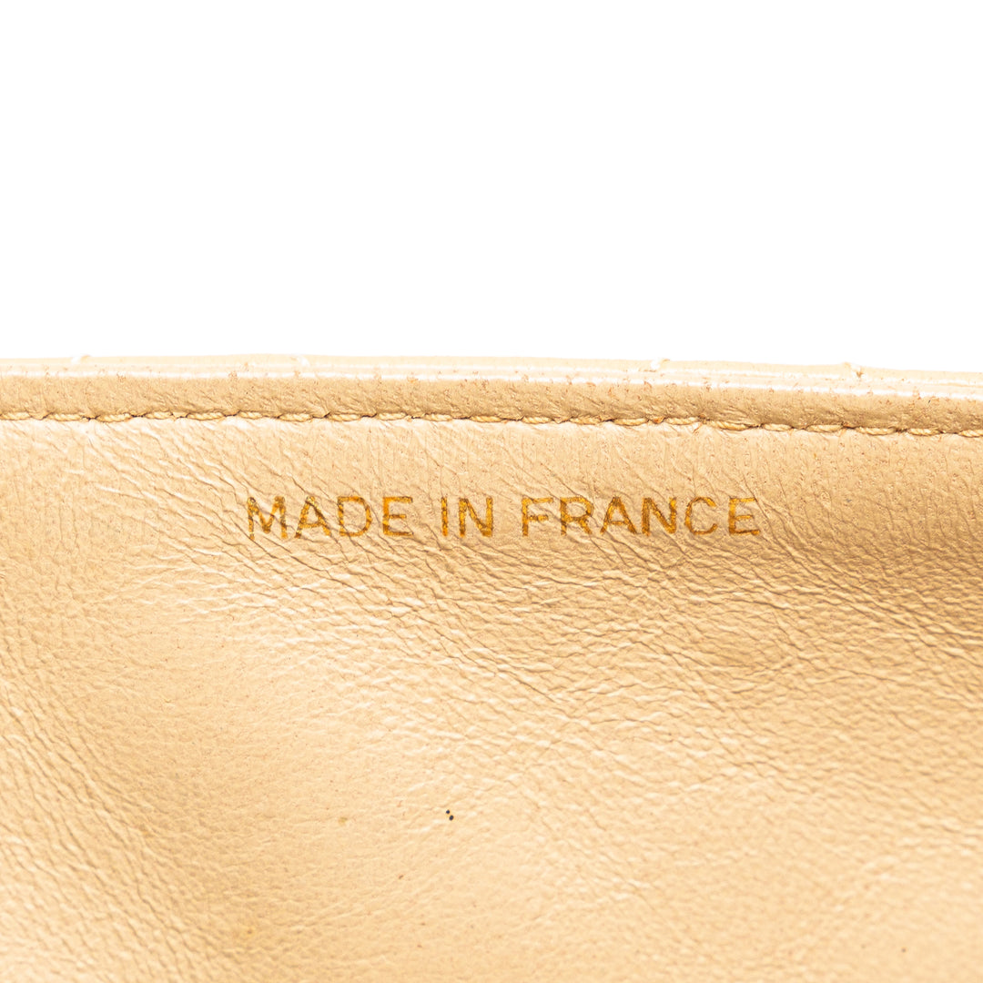 Mini Rectangular CC Quilted Lambskin Full Single Flap Brown - Gaby Paris