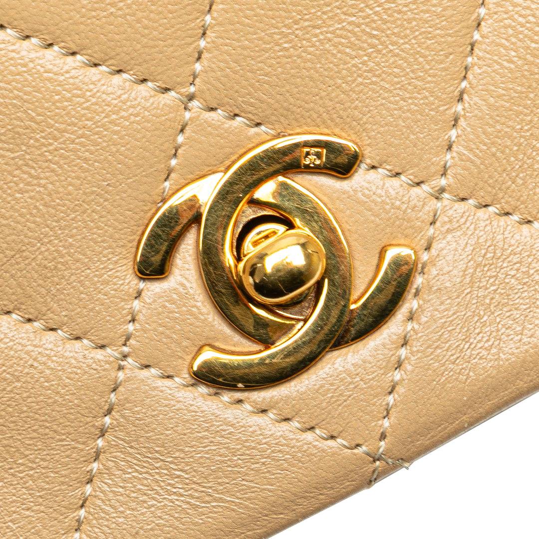 Mini Rectangular CC Quilted Lambskin Full Single Flap Brown - Gaby Paris