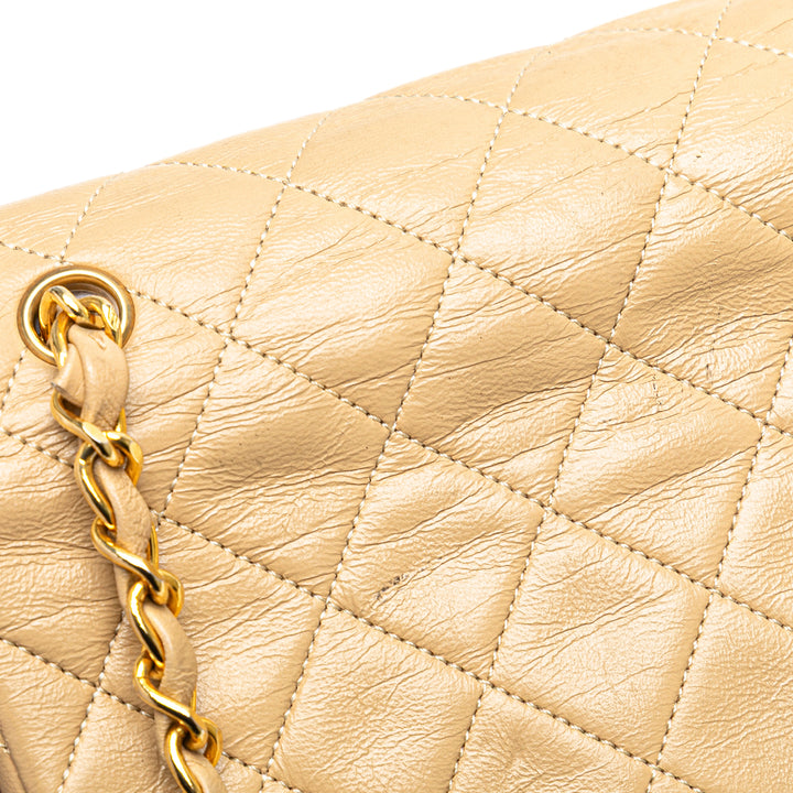 Mini Rectangular CC Quilted Lambskin Full Single Flap Brown - Gaby Paris
