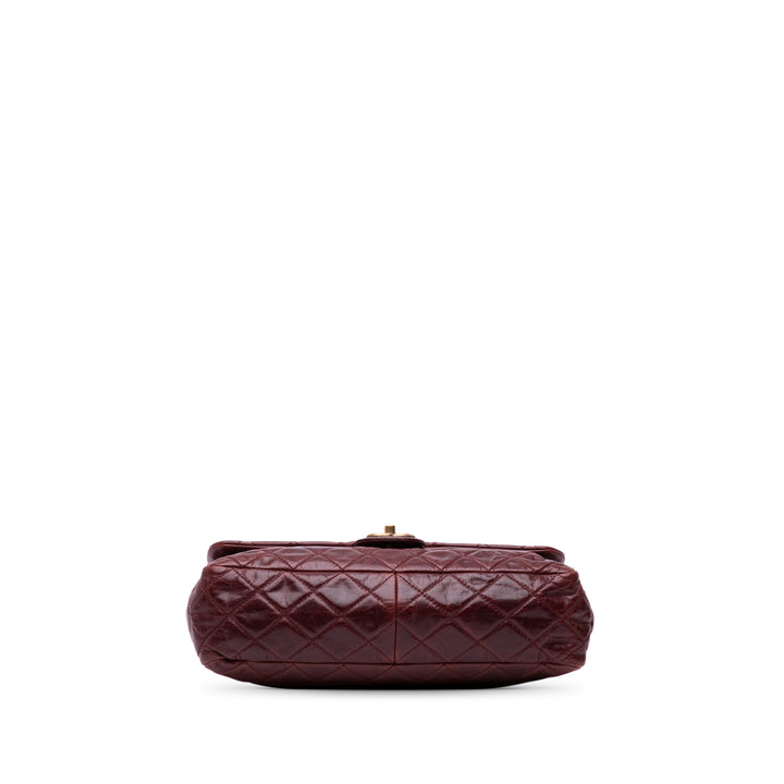 Medium Glazed Calfskin Castle Rock Top Handle Flap Red - Gaby Paris