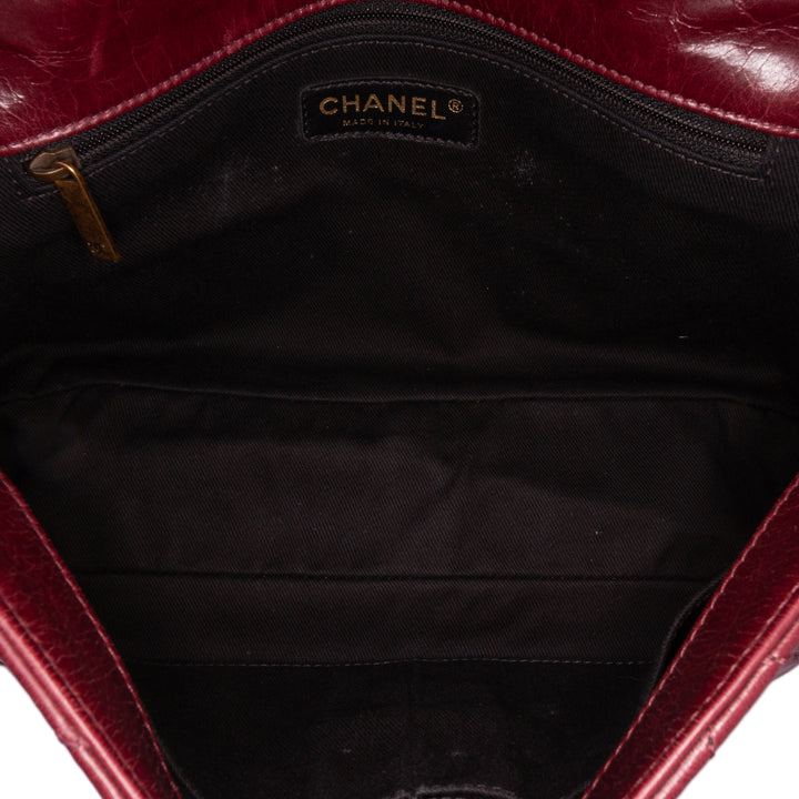 Medium Glazed Calfskin Castle Rock Top Handle Flap Red - Gaby Paris
