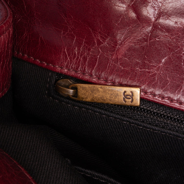 Medium Glazed Calfskin Castle Rock Top Handle Flap Red - Gaby Paris