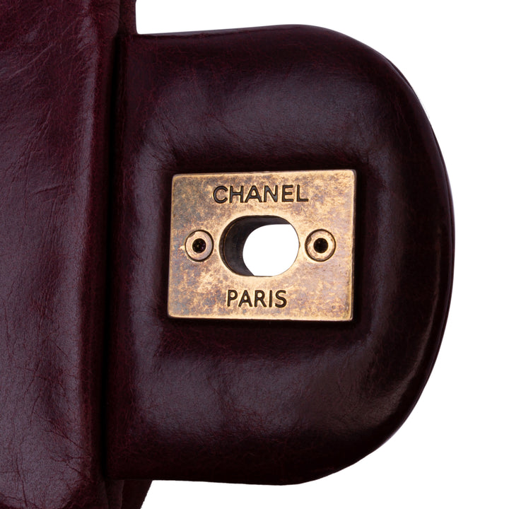 Medium Glazed Calfskin Castle Rock Top Handle Flap Red - Gaby Paris