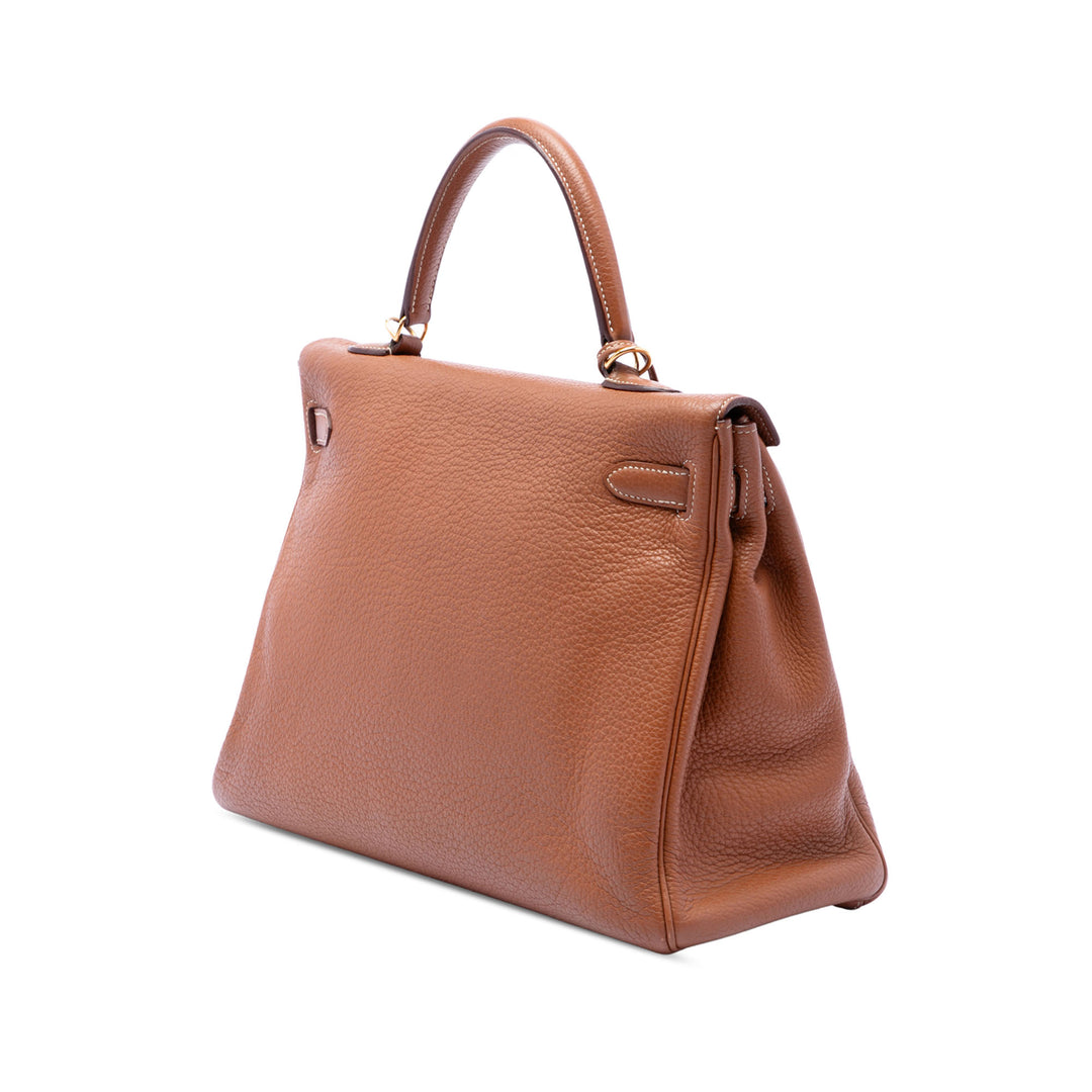 Hermès Sac à main Kelly II Retourne 35 Clémence Marron – vue 2 – GABY PARIS