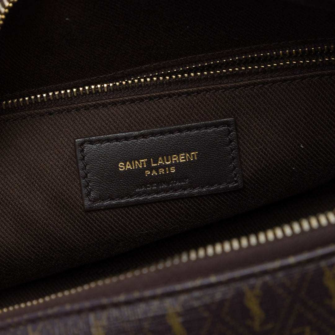 Saint Laurent Le Monogramme Sac Toile enduite Marron – vue 5 – GABY PARIS