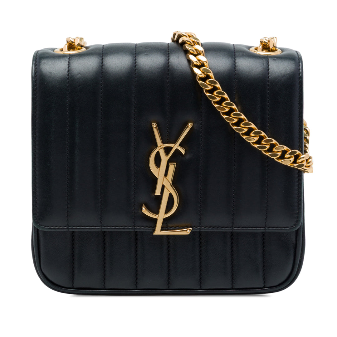 Saint Laurent Vicky Sac à chaîne Moyen Cuir d'agneau Noir – vue principale – GABY PARIS